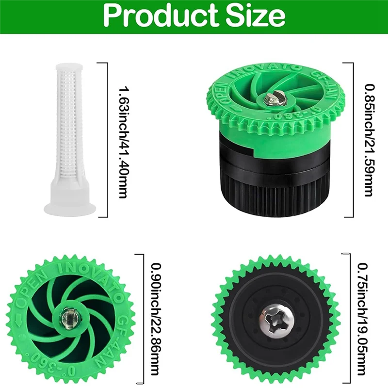 A03F-Variable Arc Nozzle 10 Pieces Replacement Adjustable 0°-360° Full Circle Pattern Sprinkler Heads Sprays
