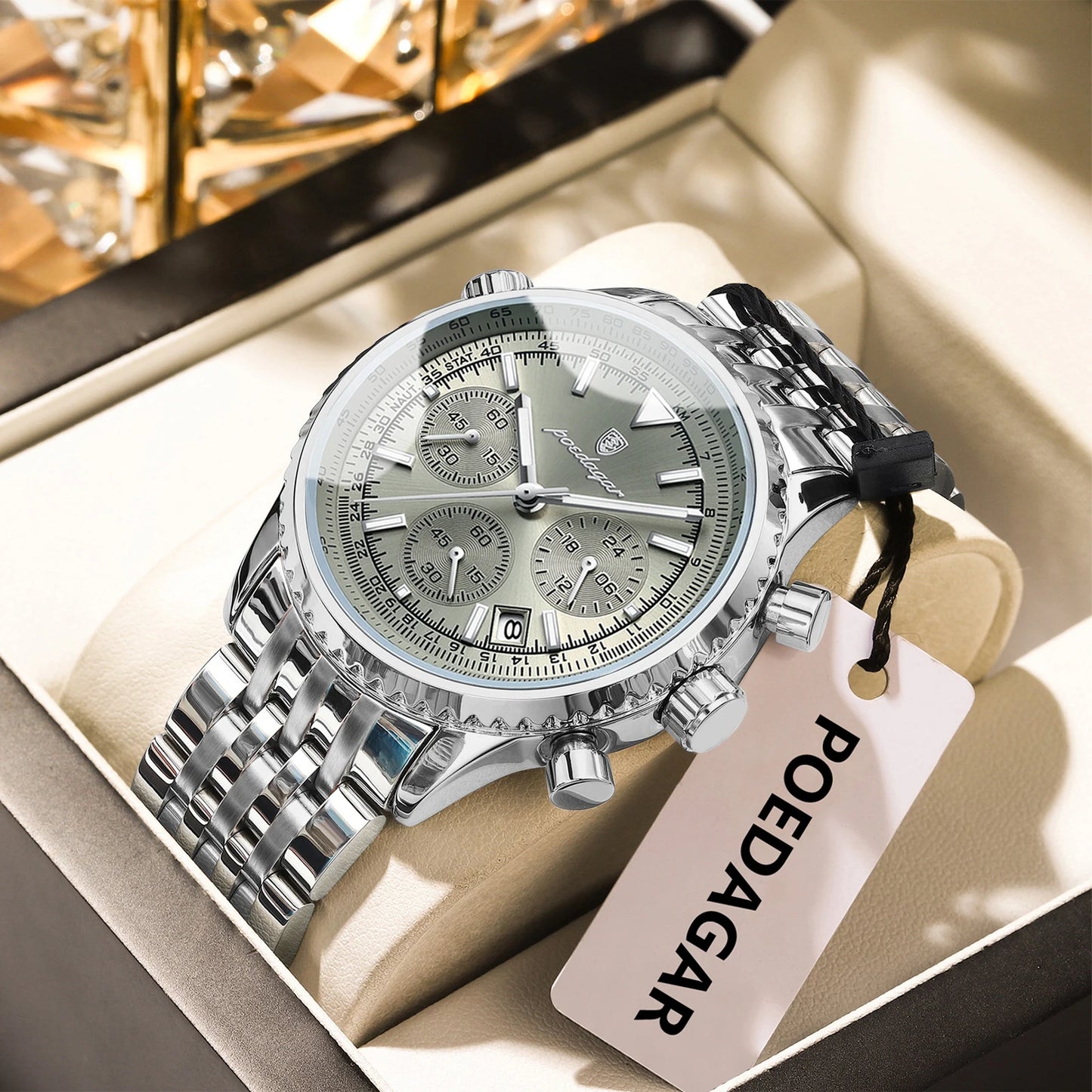 POEDAGAR Top Luxury Male Wristwatch Chronograph Date Waterproof Luminous Men's Watches Stainless Steel Classic Quartz Man Watch