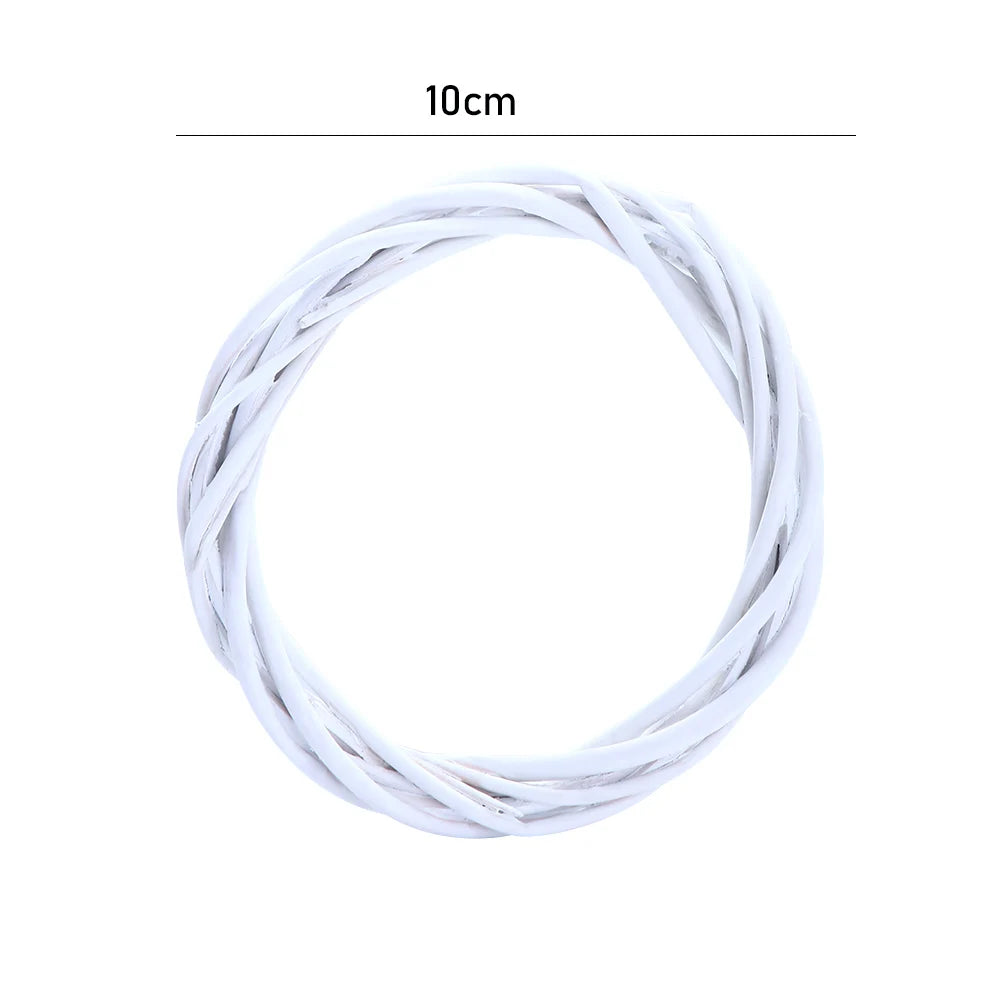 Xmas DIY Craft Ornament Vine Hanging Blank White Garland Rattan Ring Wicker Wreath Christmas Decoration