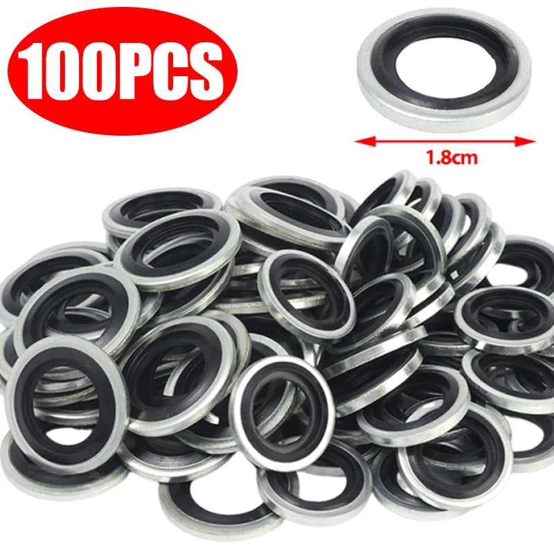 Universal M12/M14 Galvanized Steel Rubber Oil Drain Plug Gasket Engine Sump Sealing Washer Auto Car Part Seal Ring Replacement