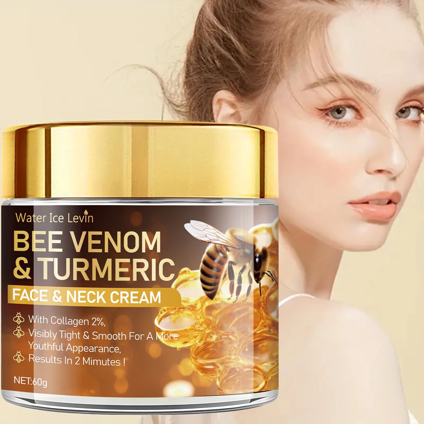 Bee Venom Instant Facial Lifting Cream Tightens and Lifts Sagging Skin, Smoothing the Skin |   Alcohol-Free, Contains Hyaluronic Acid, Suitable for All Skin Types