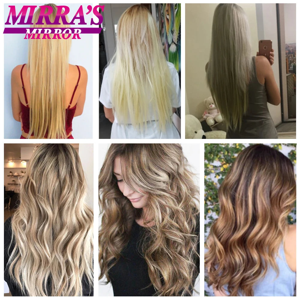 16 Clips in Hair Extensions 24Inchs Long Straight Hairstyle Synthetic Blonde Black Hairpieces Heat Resistant Fake Hair 6Pcs/Set