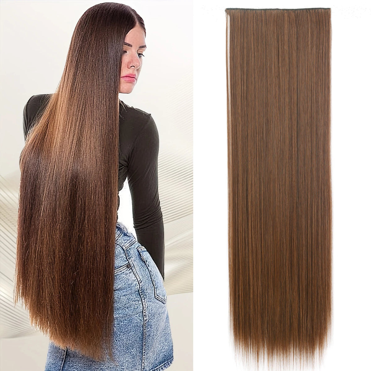 Synthetic Super Long Straight 5 Clip In Hair Extensions 32Inch One Piece Hairpiece for Women Multiple Colors Hair Extensions