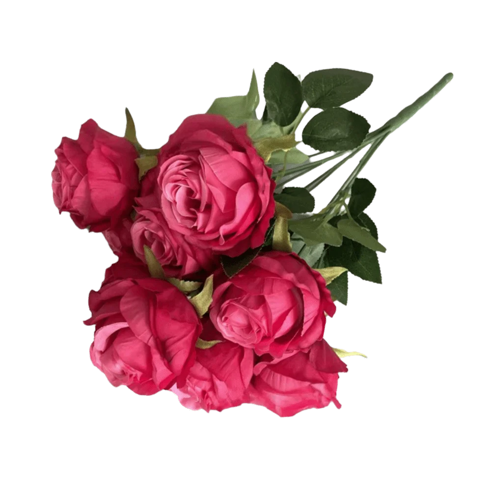 Multicolor Rose Artificial Flower 9 Heads Green Leaves Lifelike Flowers Desktop Ornament Photo Props Flower Bouquet Gift
