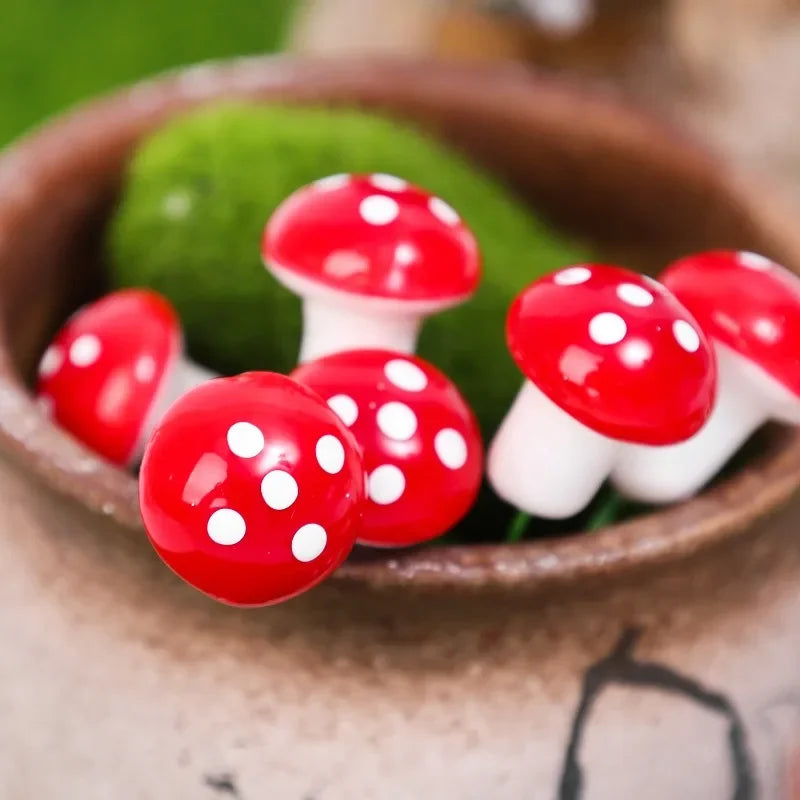 Mini Mushroom Miniatures Foam Red Mushroom Artificial Garden Fairy Bonsai Plant Pot Craft Decors DIY Micro Landscape Ornament