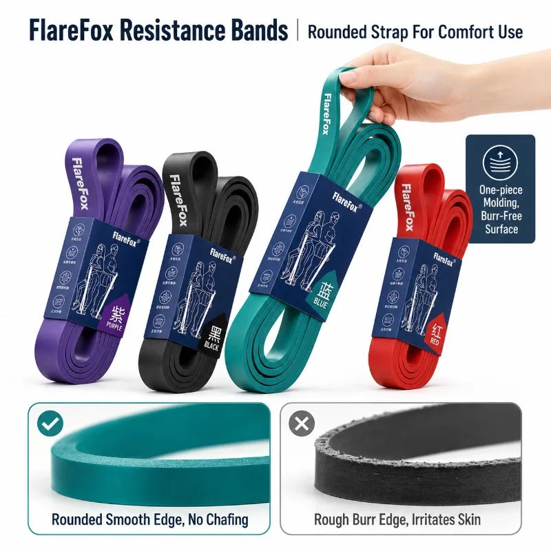 FlareFox Multiple Resistance Bands Set Pull-up Assist Straps Strength Agility Training Handy Gym Equipment for Home CrossFit