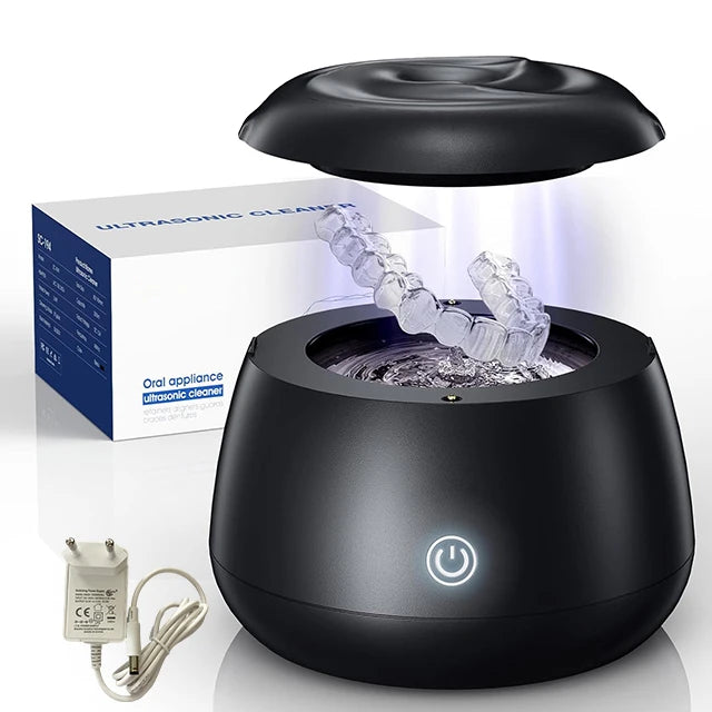 KUNPHY Ultrasonic Retainer Cleaner Machine 48kHz 200ML Dental Cleaning Pod with UV Deep Cleaning for Braces Night Guard Dentures