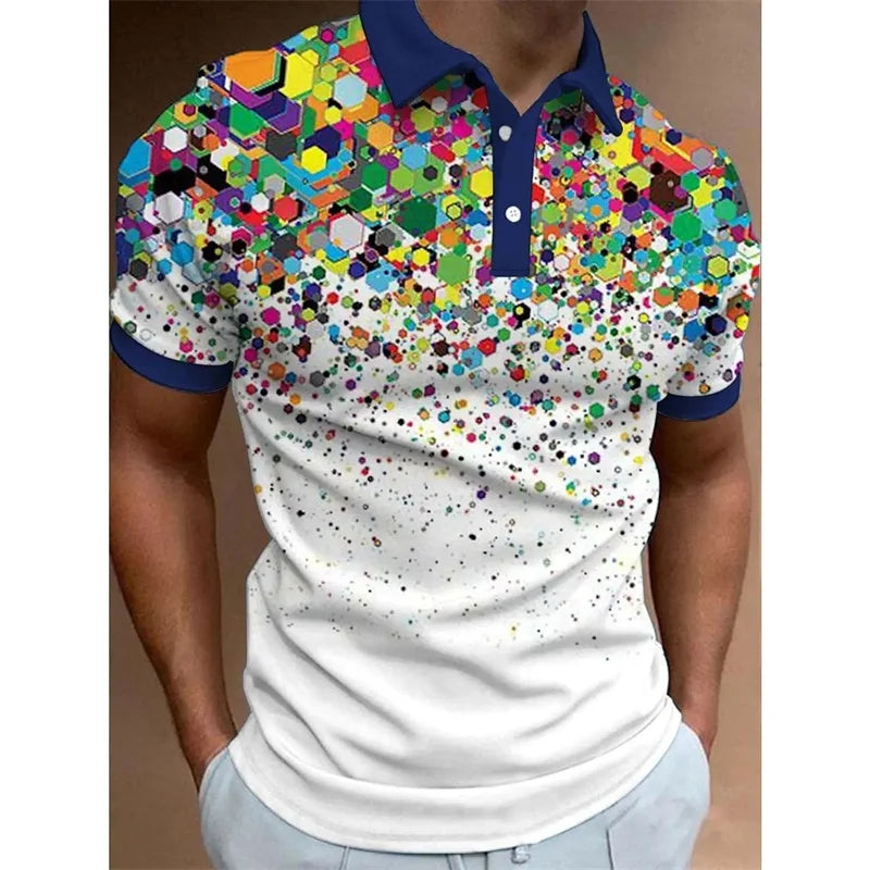 New Men'S Polo Shirt 3d Rainbow LBG Printed Men Clothing Summer Casual Short Sleeved Loose Oversized Shirt Street Fashion Tops