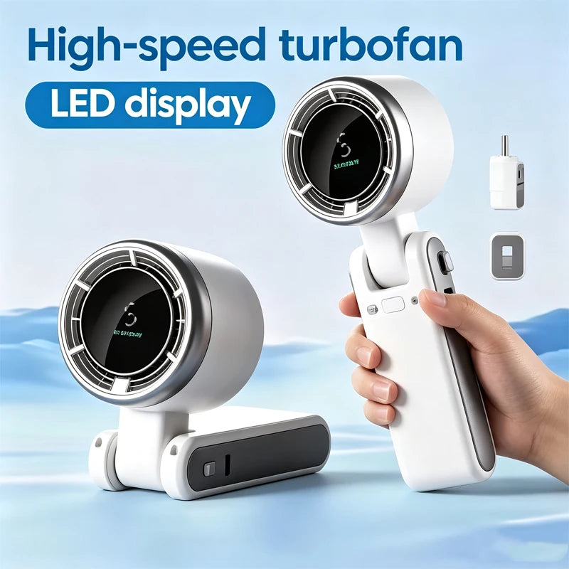 Turbine Mini Handheld Fan Portable Usb Rechargeable Foldable Desktop Table Fan Multifunctional For Outdoor Travel Use