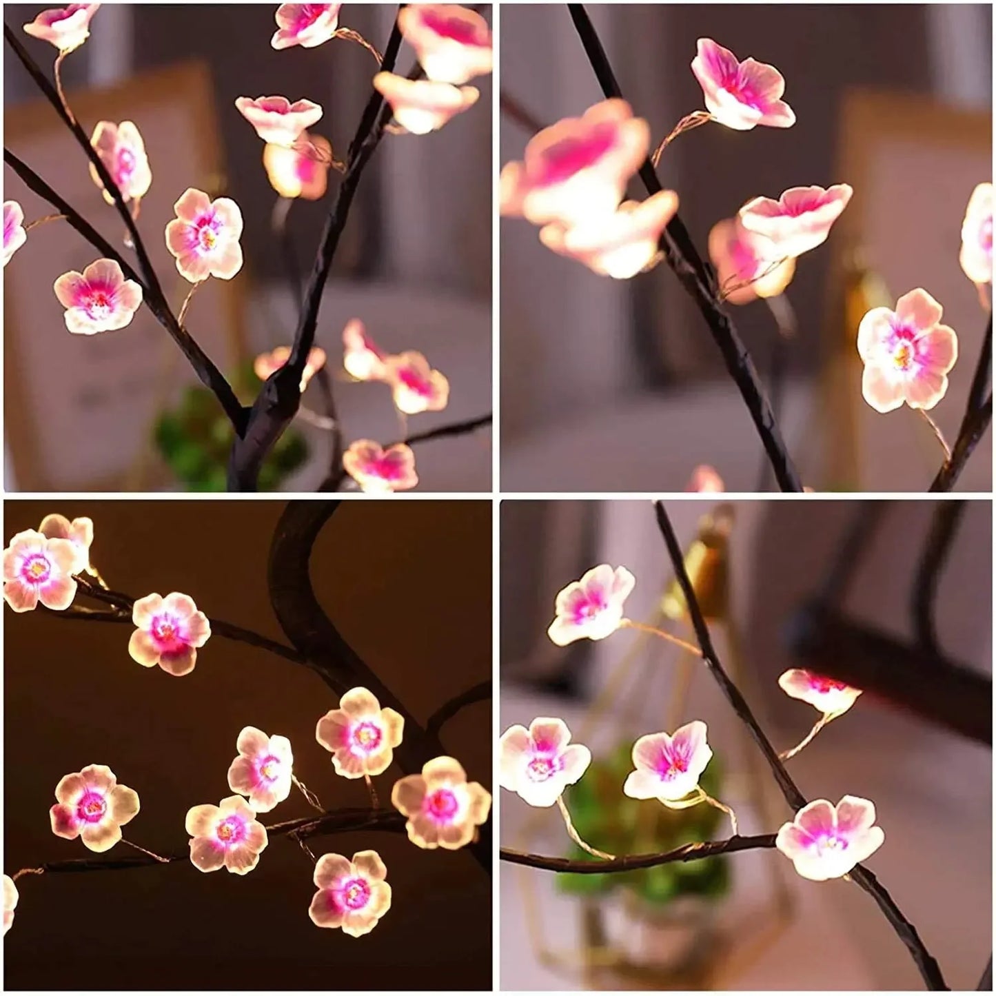 Cherry Flower Table Night Light USB Battery Touch Switch Artificial Bonsai Cherry Blossom Desktop Tree LED Lamp Light Decoration
