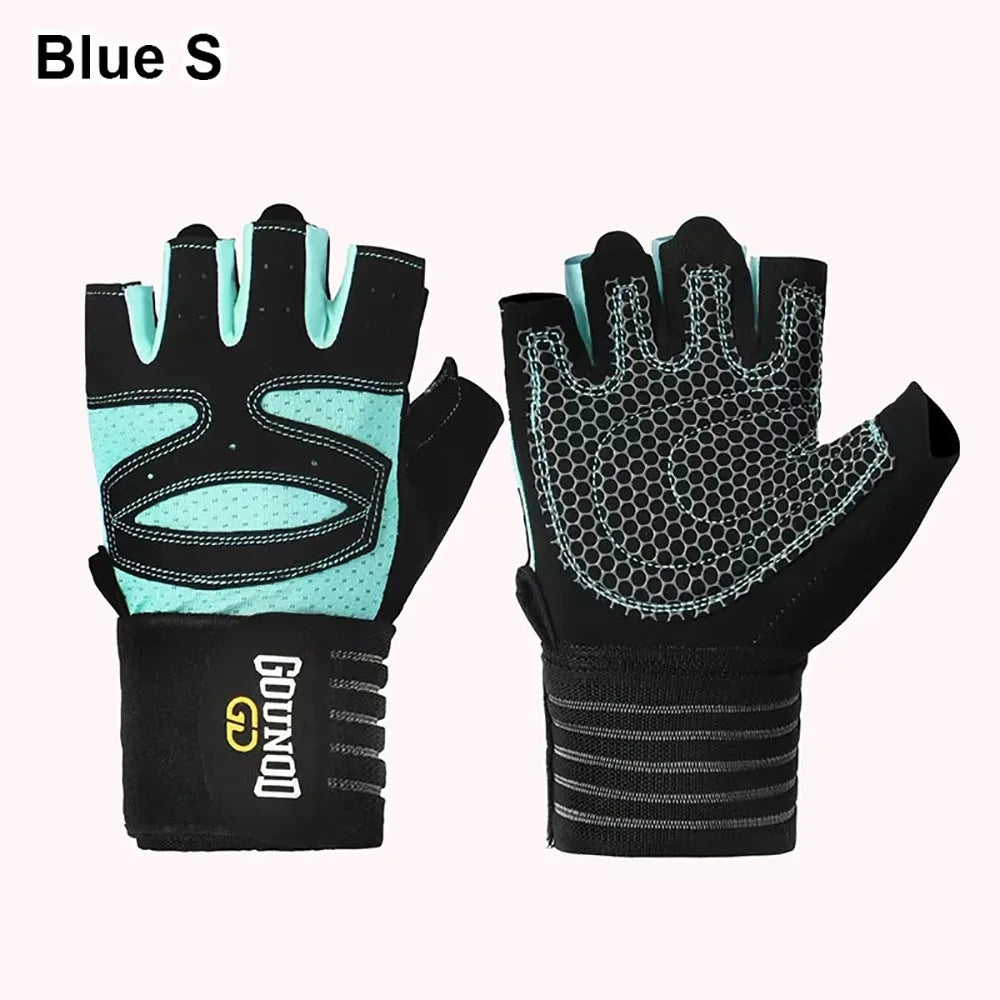 1Pair Half Finger Weight Lifting Glove Breathable Anti-Slip Weightlifting Gloves Bodybuilding Powerlifting Wristband Support