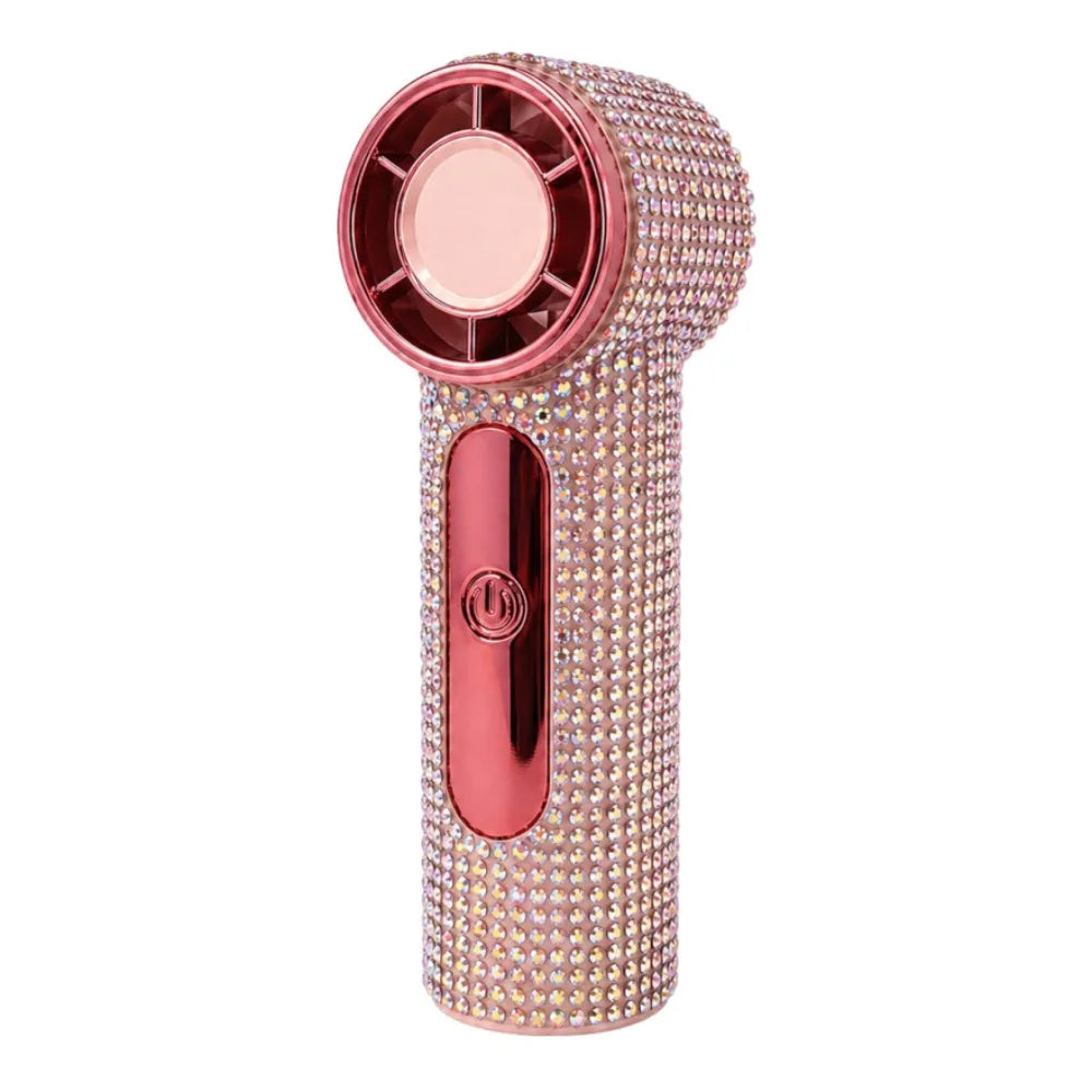 Digital Display Rhinestone Handheld Fan Sparkling 100 Gears Portable Hand Fan Quiet Operation Strong Wind Personal Electric Fan