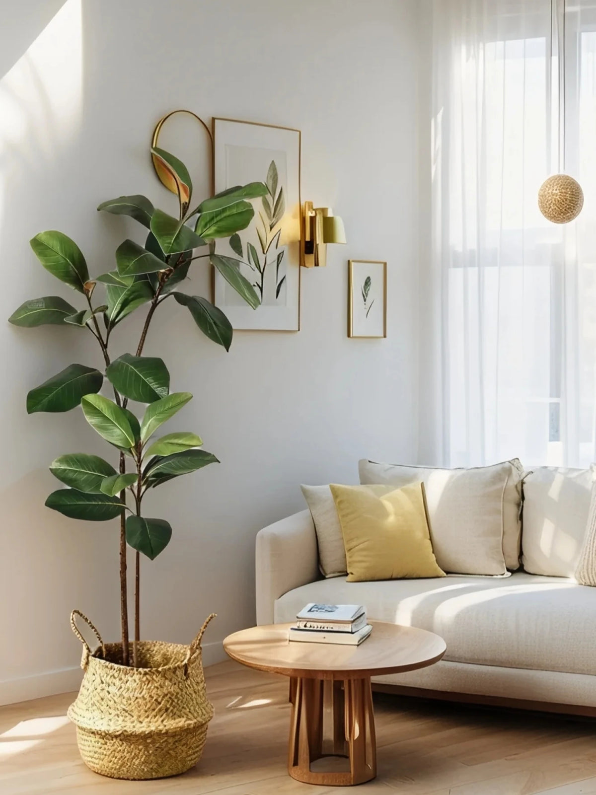3.6Ft Artificial Magnolia Tree Fall Artificial Magnolia Branch Tropical Banyan Plants Home Garden Office Balcony Decoration