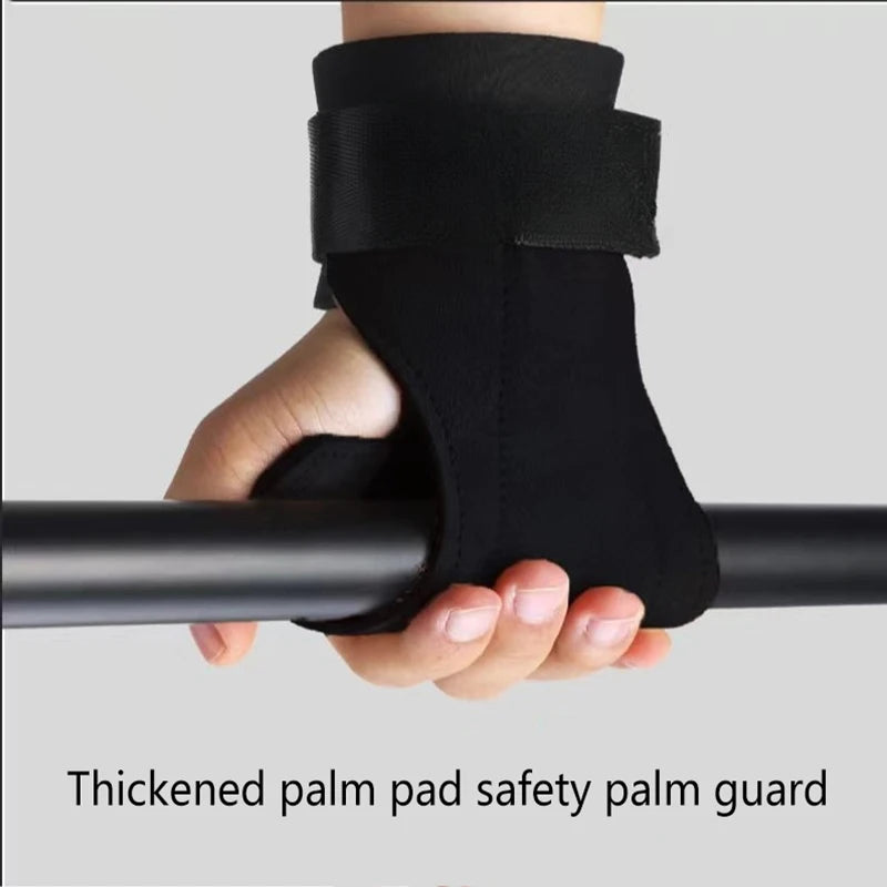 Gym Fitness Gloves with Wrist Straps for Men & Women; Double Layer PU Leather for Weightlifting, Bench Press, Pull-up Training.