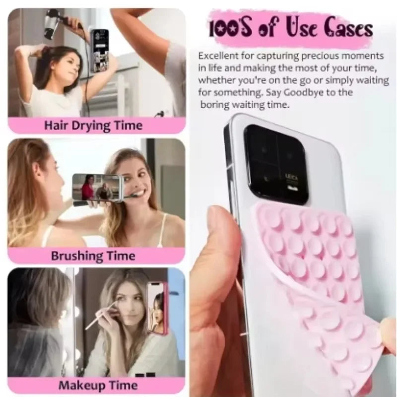 Silicone Double Sided Suction Cup Phone Mount Hands-Free Mobile Stand Airplane Travel Essential Compatible Any Smartphone