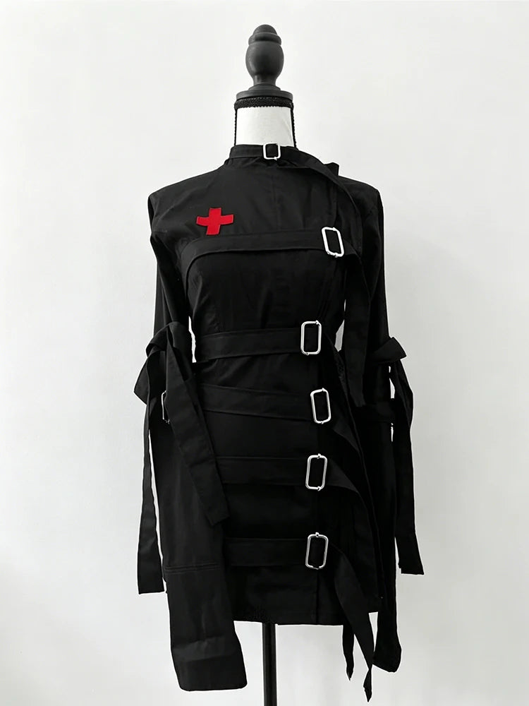 Emo Gothic Punk Jirai Kei Women's Jacket Chic Trendy Fashion Aesthetics Lace-up Design Coat Y2K Harajuku Grunge Gyaru Streetwear
