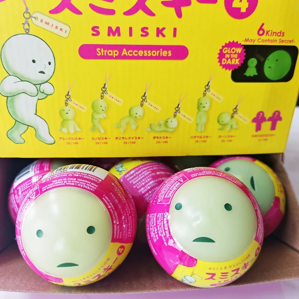 New Sonny Angel SMISKI Strap Accessories 4 Glow in The Dark Blind Box Twist Ball Desktop Keychain Valentine's Day Surprise Gifts