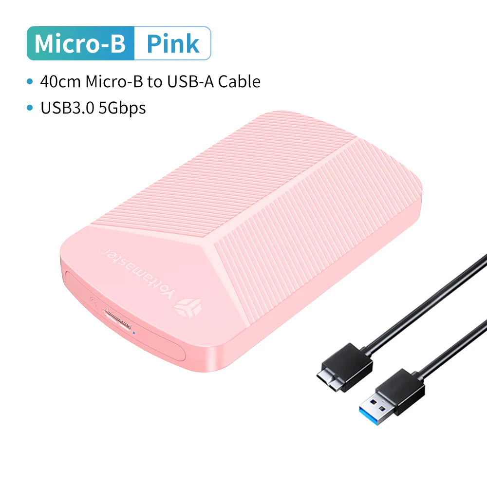 Yottamaster 2.5 Inch HDD Case External SSD Hard Drive Case SATA to USB 3.0 HDD Enclosure for PC Laptop 6Gbps Storage Case Type C