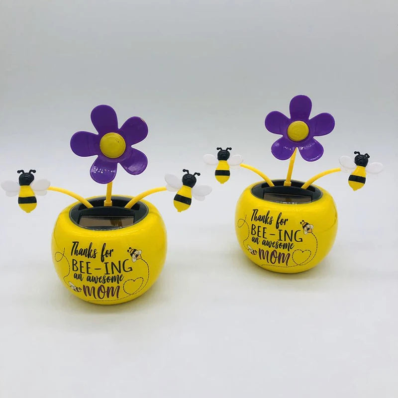 Car Ornament Solar Apple Flower Automatic Swing Sun Flower Bee Butterfly Love Beetle Car Decoration Accessories