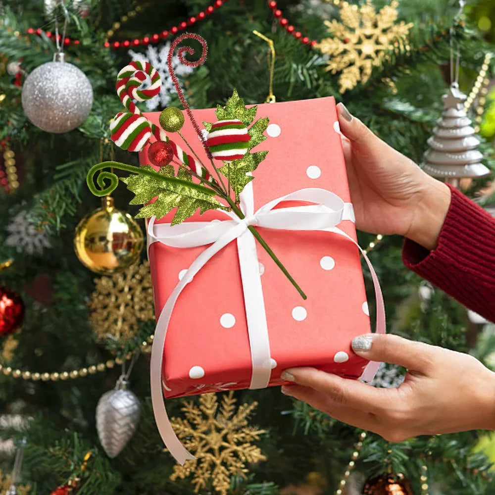 Christmas Artificial Red Red Green Candy Flowers Xmas Tree Decorations Party New Year Christmas Supplies Home Decorations Gifts