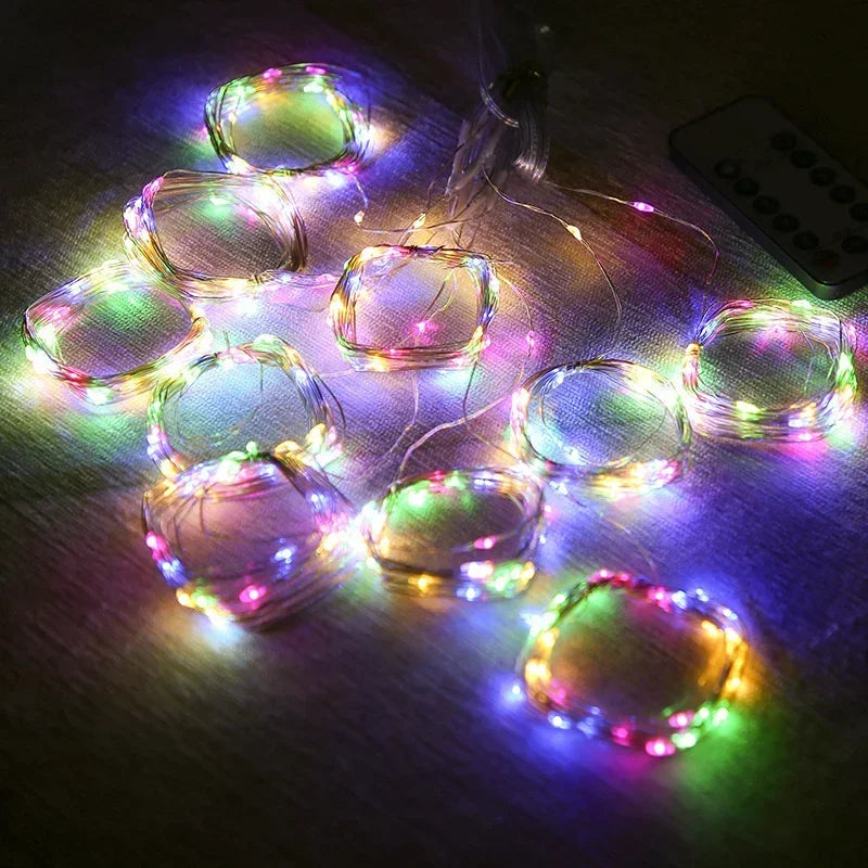 Curtain Lights 300/600LED Dimmable Fairy Lights with Remote and Timer 8 Modes USB Powered String Lights for Room Wall Party Xmas