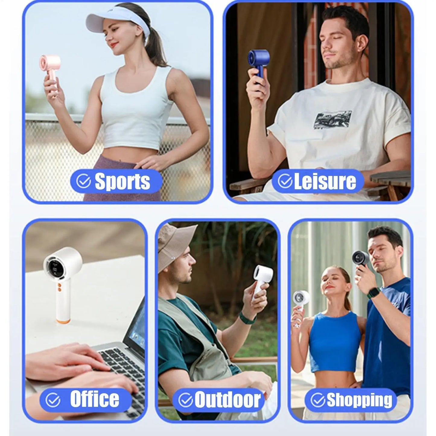 2026 USB Rechargeable Handheld Turbo Fan Mini Portable Air Cooler LED Display Quiet High Speed Adjustable