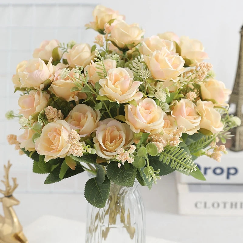 1/3Pcs Rose Artificial Flowers Bouquet Fake Flower for Home Room Decor Garden Wedding Marriage Decoration Bride Bouquet Ornament