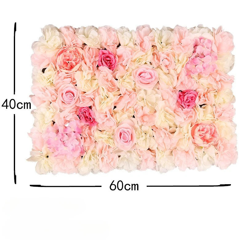 Silk Rose Flowers Wall Panel 3D Artificial Flower Background Wall Suitable Outdoor Home Decoration Wedding Party Bridal Shower