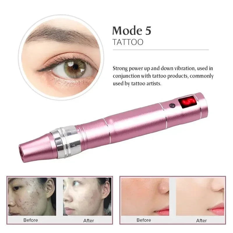 Multi-function Microneedling Derma Pen Wireless Electric Skin Care Beauty Tools Kit Cartridges Needles Nano Micro Needle Device