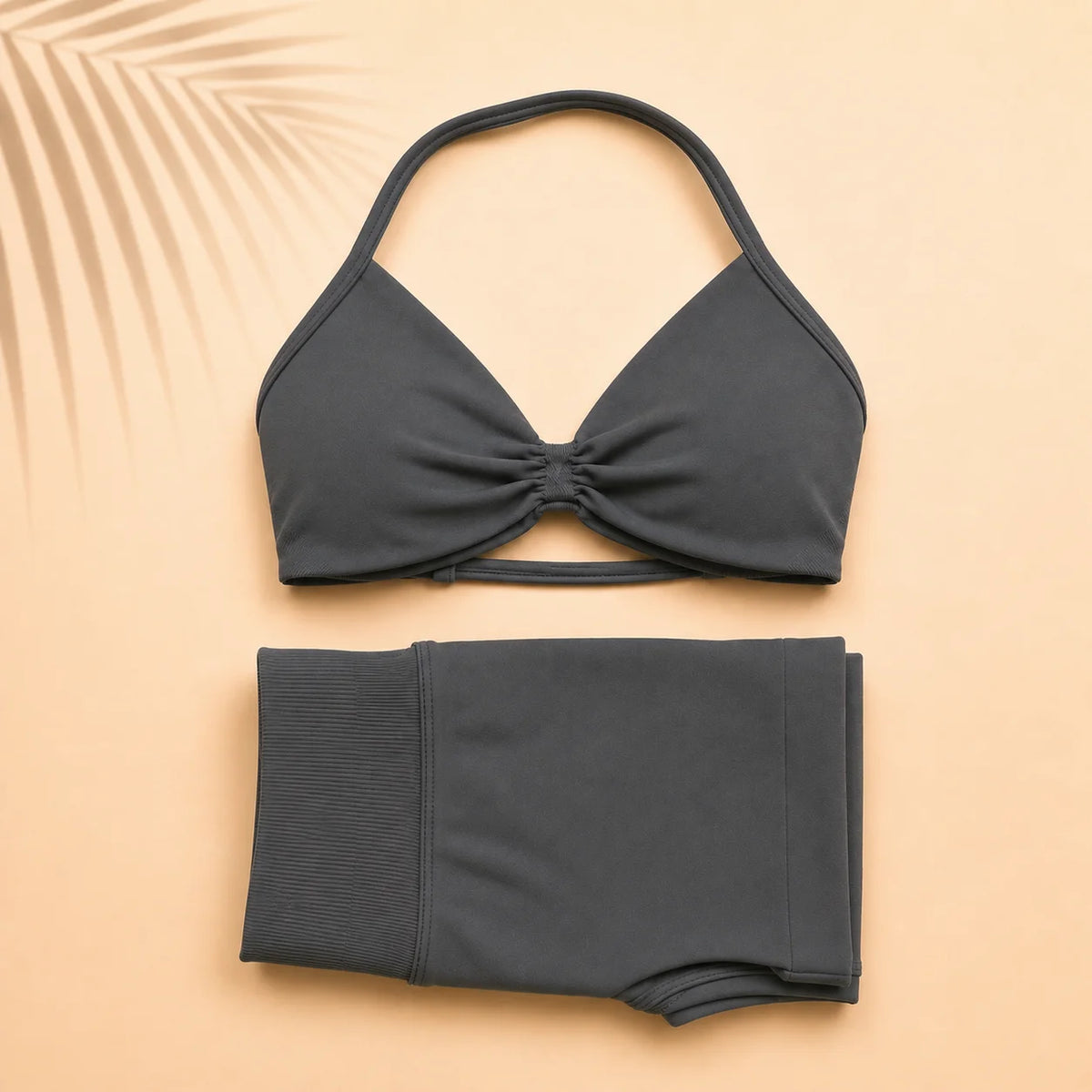 Women Yoga Set Ruched Sports Bra High Waist Shorts 2 Piece Workout Outfit Gym Fitness Activewear Seamless Training Set
