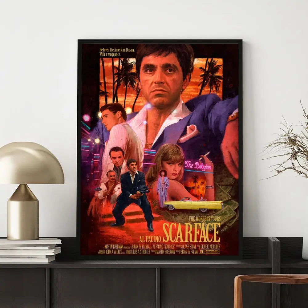 Movie S-Scarface Poster HD Versatile Waterproof Wall Decor Self Adhesive Perfect for Any Room & Ideal Gift