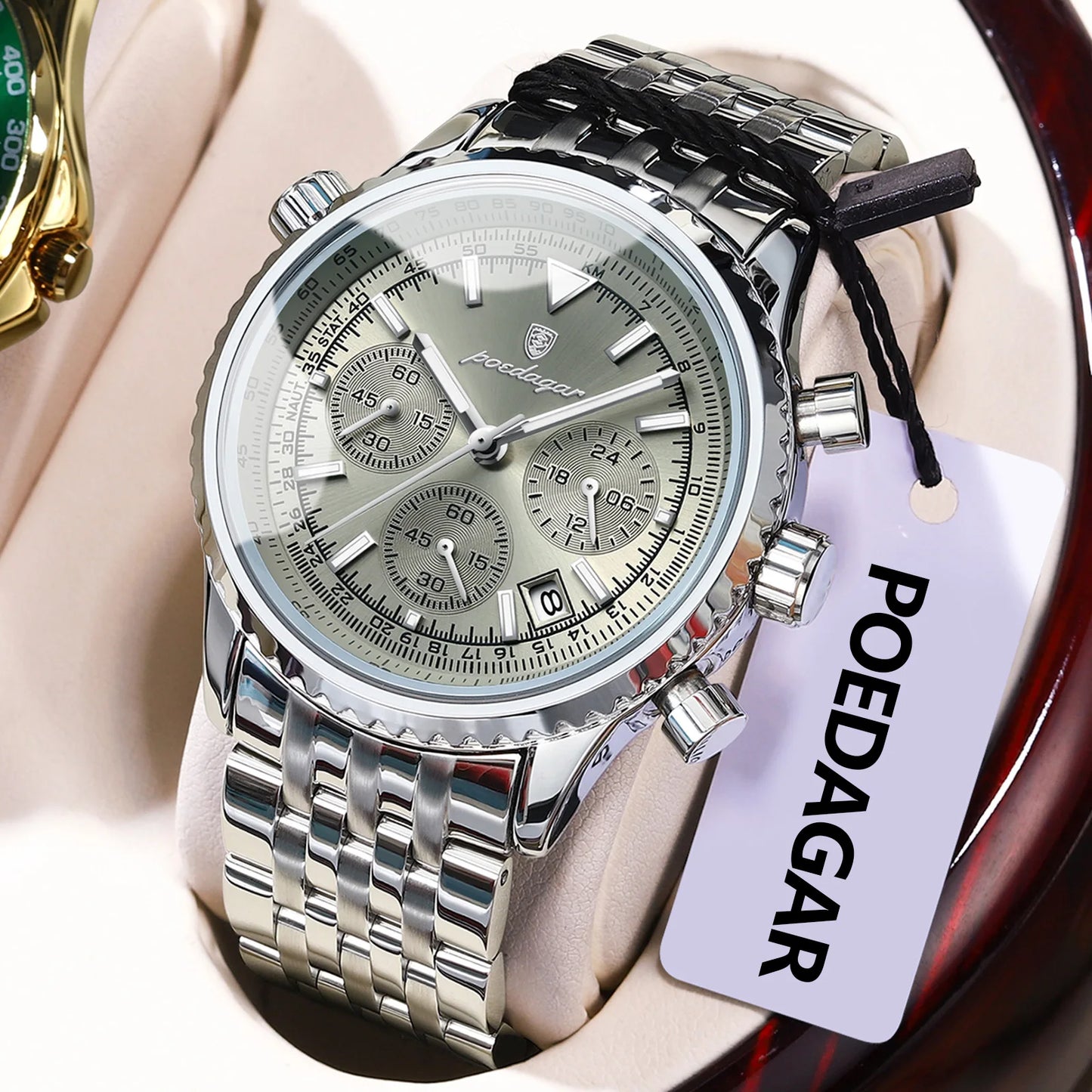POEDAGAR Business Men's Wristwatch Waterproof Luminous Date Chronograph Luxury Man Watch Quartz Stainless Steel Watches For Men