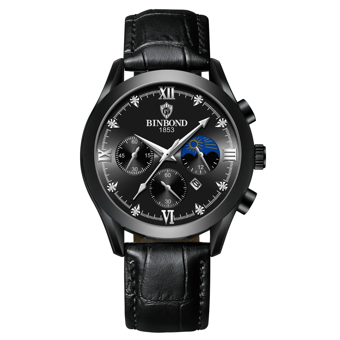 BINBOND Authentic Brand Precise Quartz Watches For Men Luxury Luminous Waterproof Sturdy Men's Watch Stainless Steel Reloj