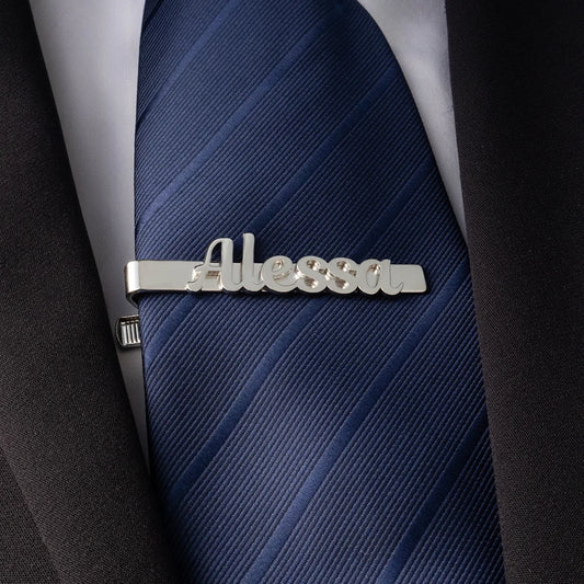 Customized Unique Name Personalized Tie Clip, Stainless Steel Name Tie Clip Jewelry, Men's Trendy Gift