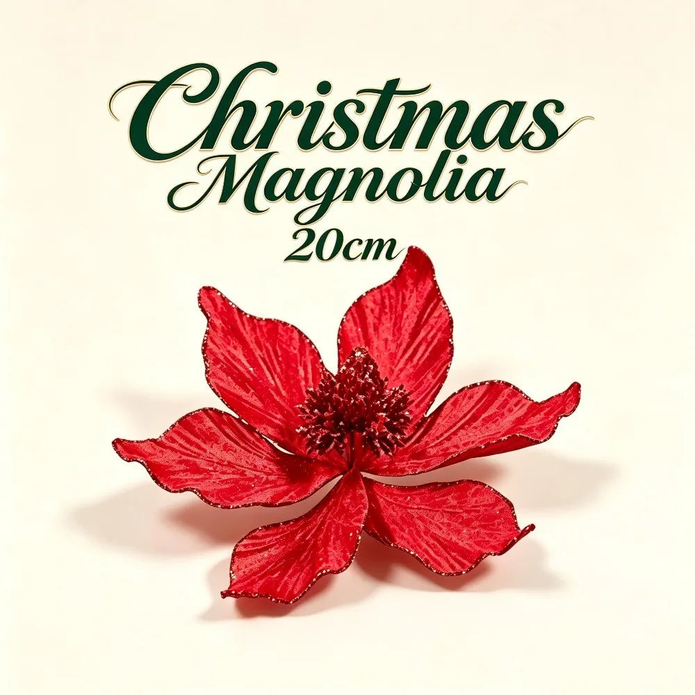 1/3Pcs 20cm Christmas Glitter Artificial Flowers Ornaments Faux Flower for Xmas Tree Wreath New Year 2026 Holiday Decoration