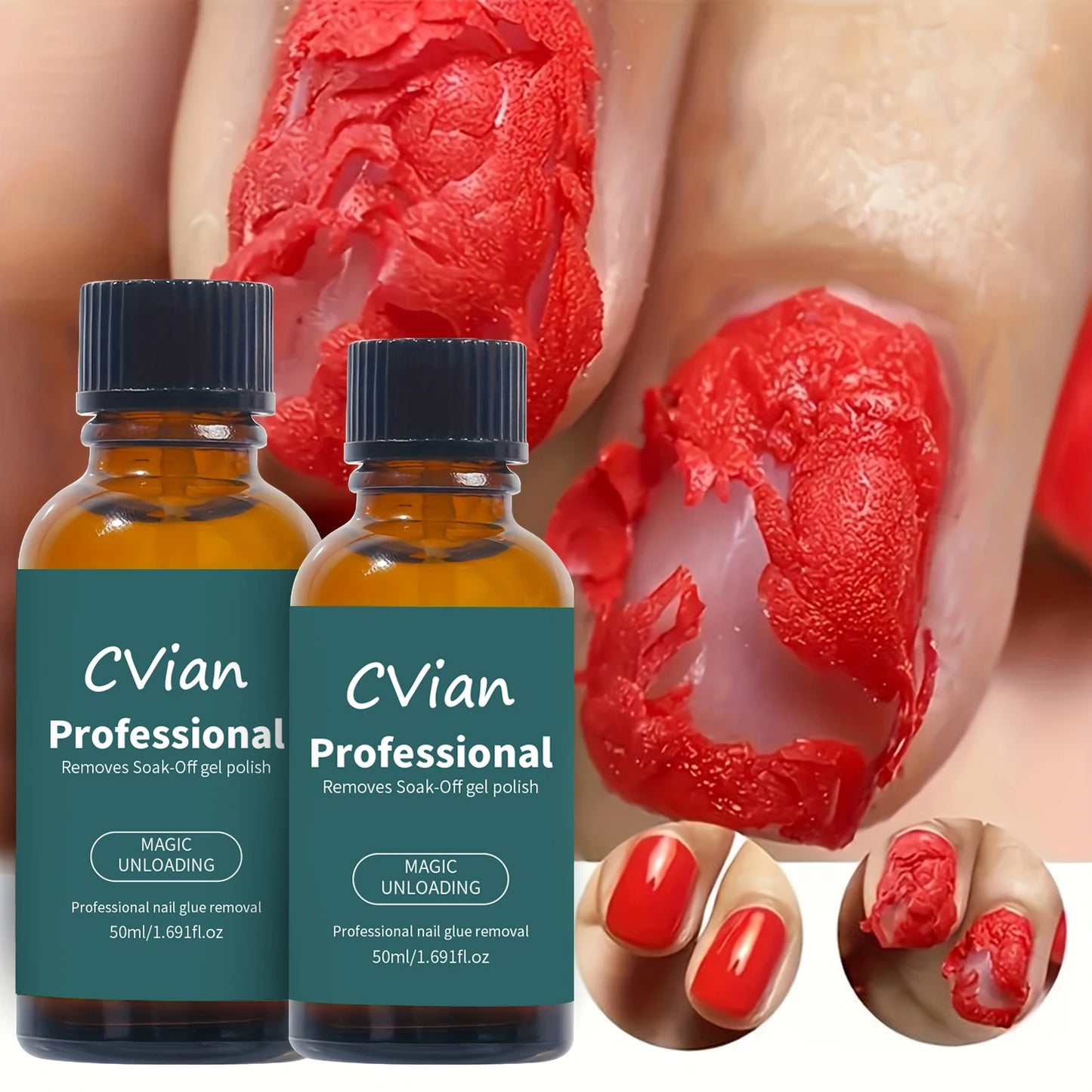 50ml Gel Nail Polish Remover, Effortlessly Eliminates Gel Polishes in 2-3 Minutes, Magical Soak-Off Quick Nail Glue Remover