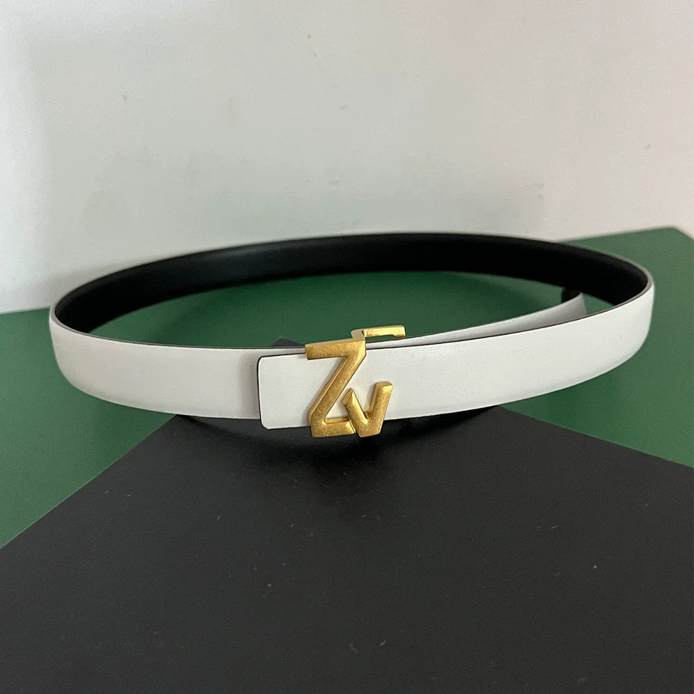 Luxury thin 25mm Reversible Leather Brand Belt Women Design Lady Girl Belt for women Waist Belt Chic Dress Party Belt for jeans