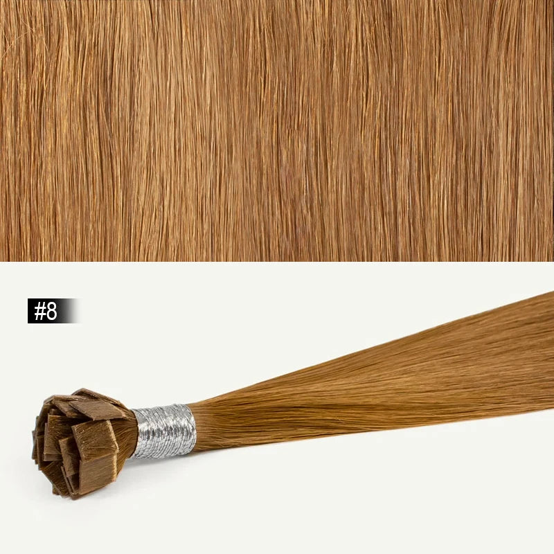 Straight Hair Flat Tip Hair Extensions K Tip Natural 100% Human Hair Fusion Extensions Set Keratin Prebonded Capsule Blonde Colo