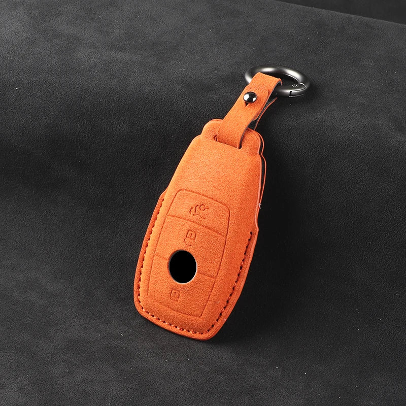 leather Suede Car Key Case Cover Shell For Mercedes Benz A B C E S G Class W204 W205 W212 W213 W176 W177 GLC CLA AMG Accessories