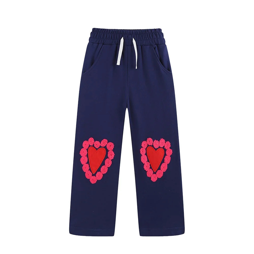 New Arrivals 2026 Girls Sweatpants Apple Embroidery Autumn Spring Children's Trousers Fashion Kids Clothing Full Length Pants