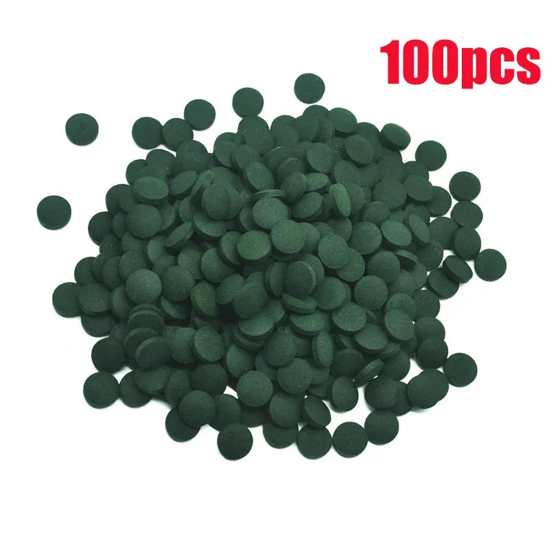 100/200/300/500pcs High Purity Spirulina Tablets Spiral Seaweed Enrichment Favorite Pets Food Fish Crystal Red Shrimp Fish Food