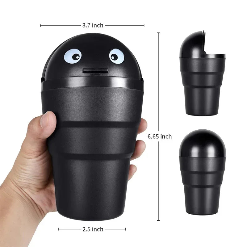 Universal Car Trash Can Auto Organizer Storage Box with Swing Lid Cute Mini Automotive Leakproof Vehicle Trash Bin for Car