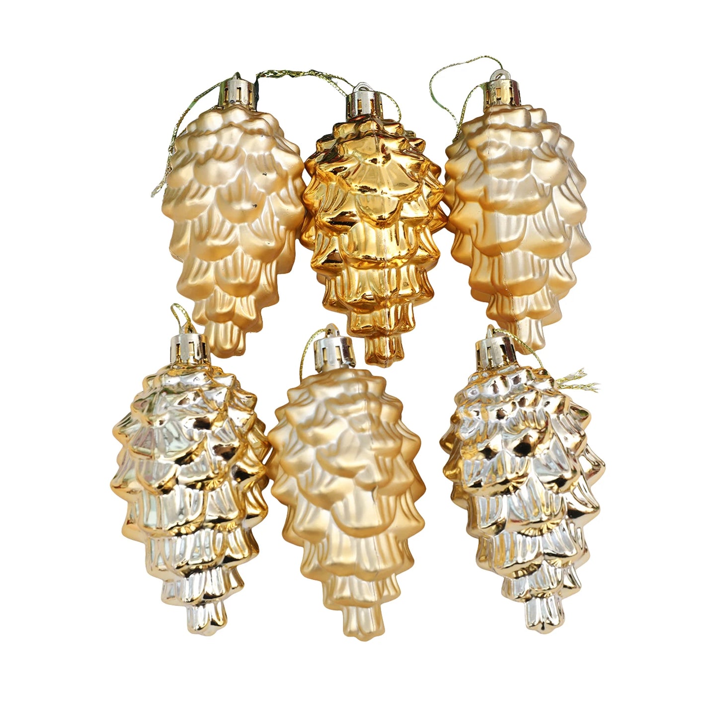 6PCS Christmas Pinecone Tree Ornaments Cute Plastic Pine Cone Ornaments Hanging Decorations for Home