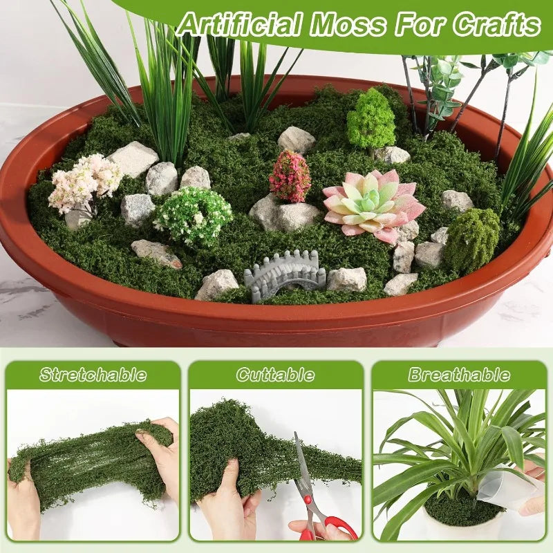 Artificial Green Plants Eternal Life Moss DIY Craft Faux Preserved Plant Moss Lawn Mini Landscape Fake Grass Plant Potting Decor