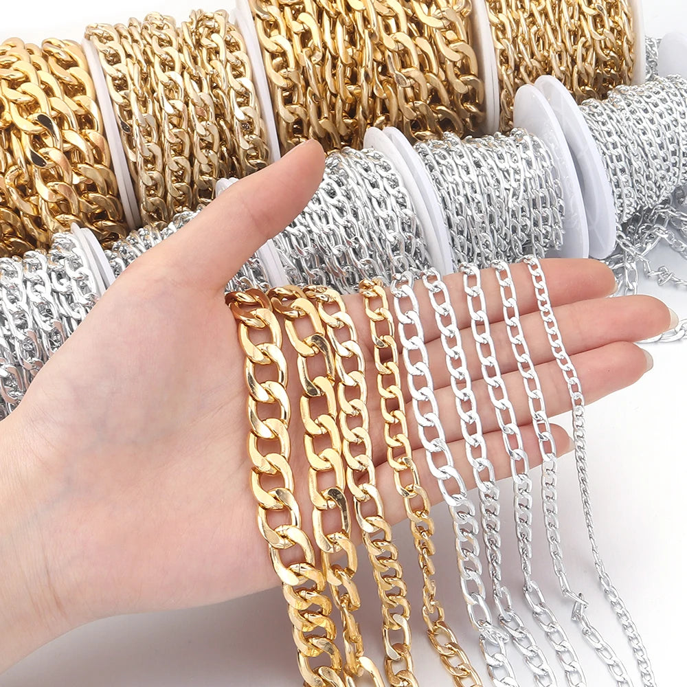 5 Yards/Roll Aluminum Chain Gold Silver Color O-Shaped Twist Cross Metal Chain For Jewelry Making DIY Necklace Bracelet Supplies