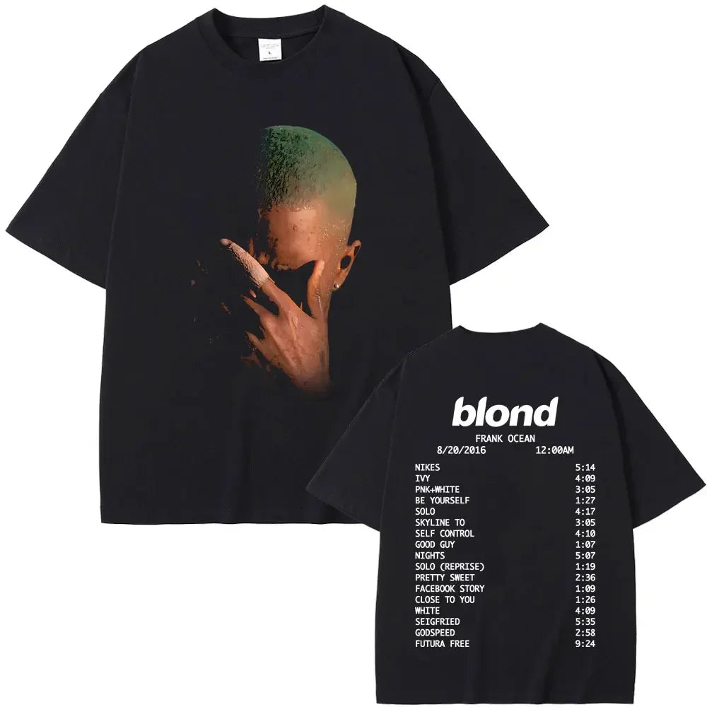 Rapper Frank Fashion Vintage Graphic T-shirts Men Women Ocean Hip Hop Trend T Shirts Blond  T-shirt Man Tshirt
