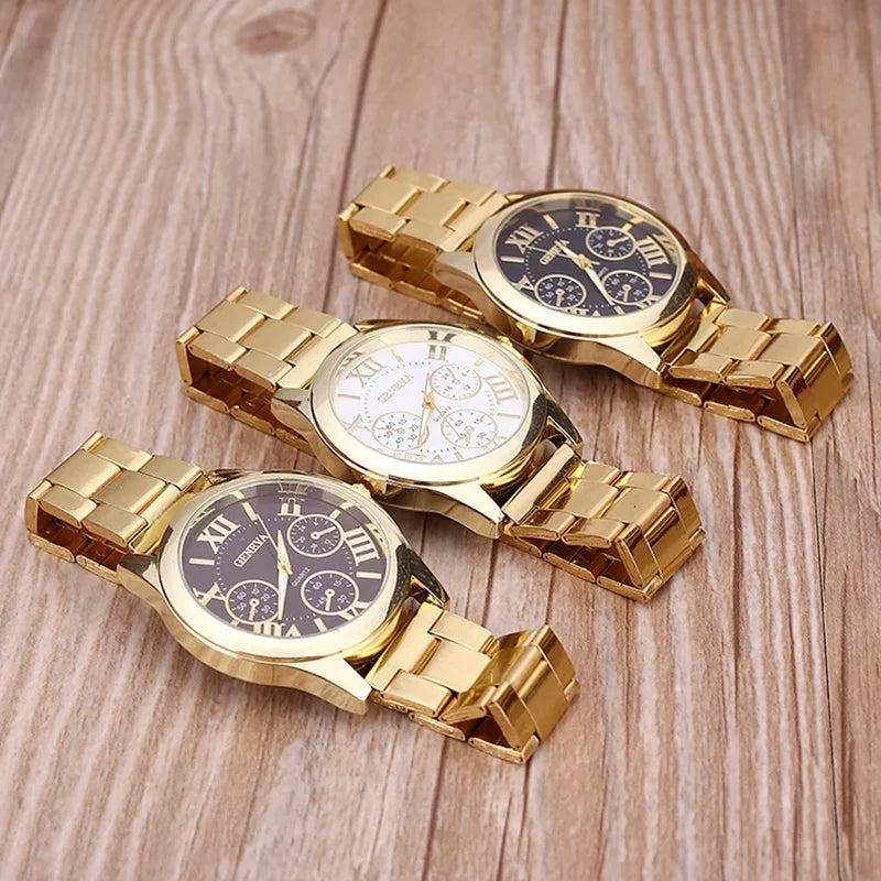 MAYZHISU Casual Quartz Watch for Women Deco 3 Eyes High-end Light Luxury Women Watches Stainless Steel Ladies Wristwatch Clock