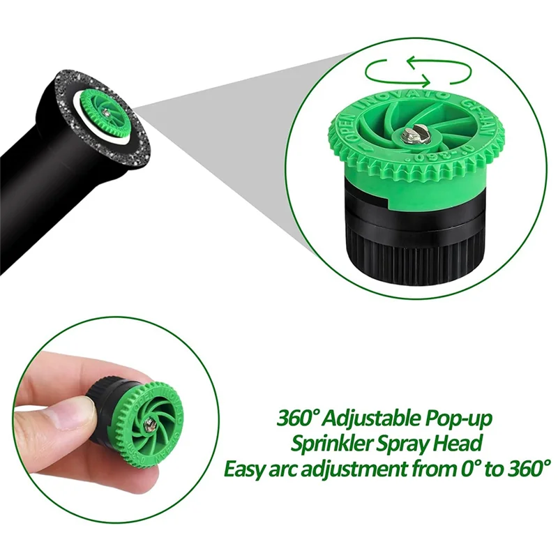 A03F-Variable Arc Nozzle 10 Pieces Replacement Adjustable 0°-360° Full Circle Pattern Sprinkler Heads Sprays