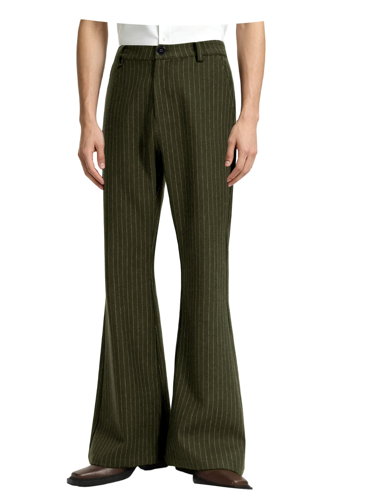 Men's Pinstripe Bell Bottom Pants High Waist Vintage Striped Flared Trousers 60s 70s Disco Outfits for Men Nightclub Party Dance