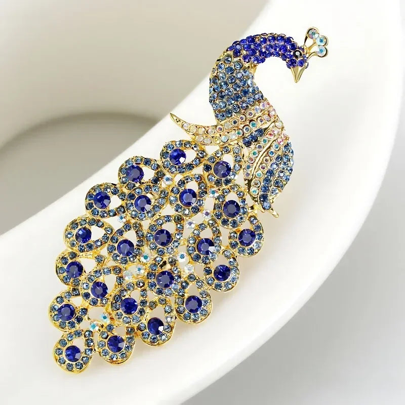 Luxury Peacock Feather Brooch, Sparkling Rhinestone Jewelry, Elegant Women's Daily & Formal Accessory Gift